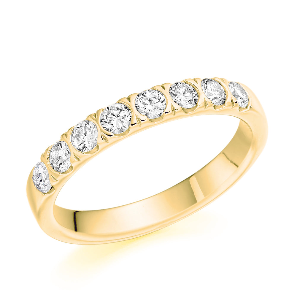 Bar-Set Half Eternity Ring, 0.5ct total (HET9817) in Yellow Gold