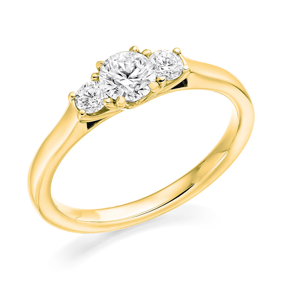 Trilogy Round Brilliant Trilogy Ring, 0.4ct in Yellow Gold