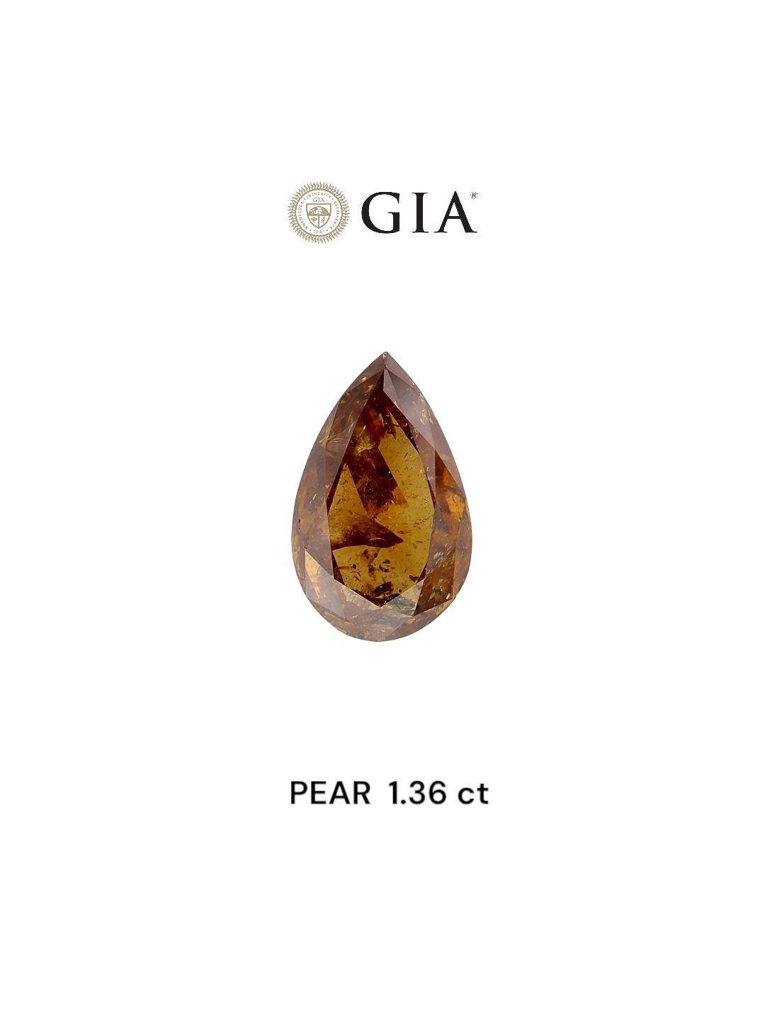 Pear Fancy Deep Brown Orange Natural Diamond 1.36ct loose diamond