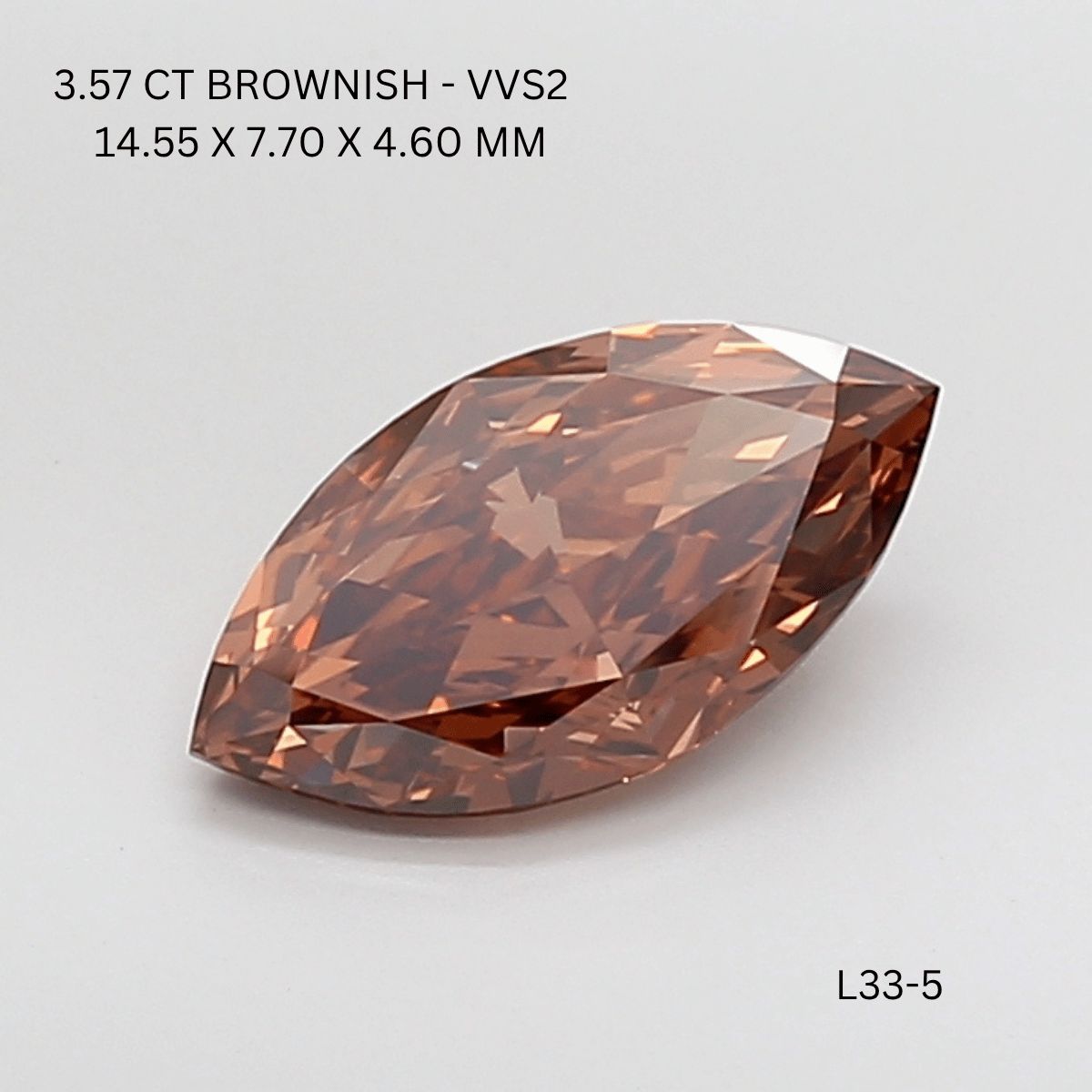 Marquise Brown Lab-grown Diamond 3.57ct VVS2 loose diamond