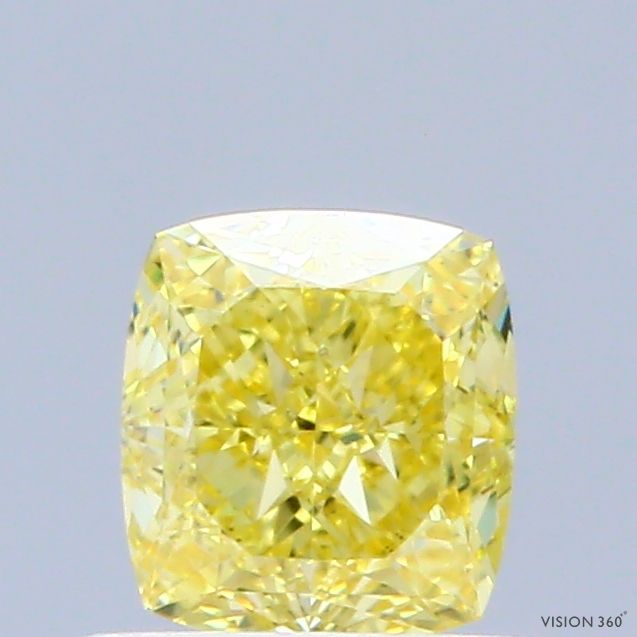 Cushion Fancy Intense Yellow Natural Diamond 0.71ct VS2 loose diamond