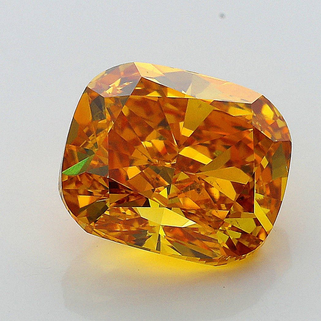 Cushion Fancy Vivid Yellow Yellow Orange Natural Diamond 1.01ct VS2 loose diamond
