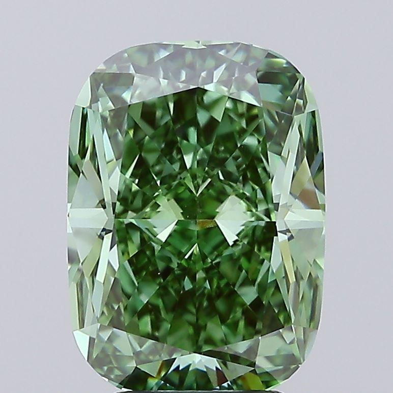 Cushion Fancy Vivid Green Lab-grown Diamond 3.79ct VVS2 loose diamond