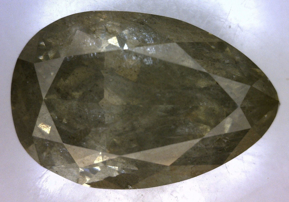Pear Fancy Greenish Yellow Gray Natural Diamond 3.35ct loose diamond