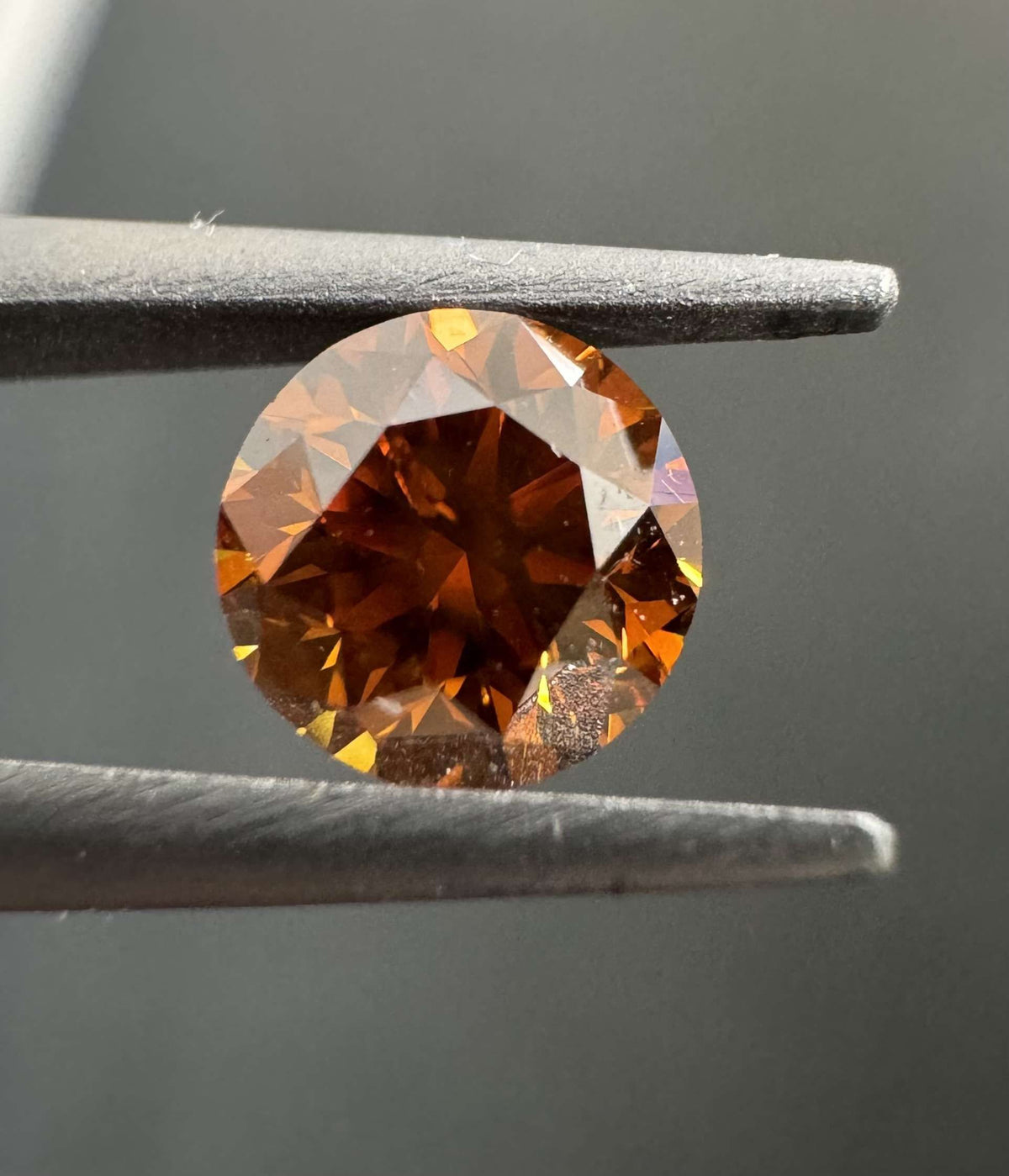 Round Fancy Deep Brownish Orange Natural Diamond 0.52ct I1 loose diamond