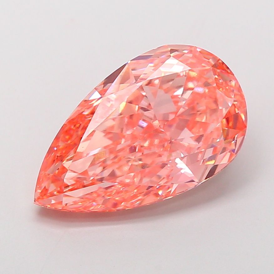 Pear Fancy Vivid Orangey Pink Lab-grown Diamond 7.08ct VVS2 loose diamond