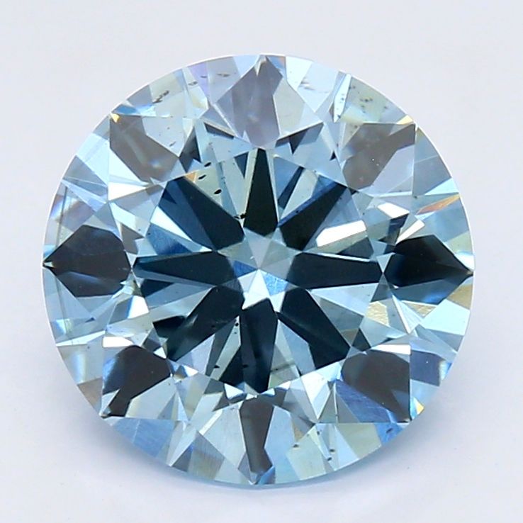 Round Fancy Vivid Blue Lab-grown Diamond 2ct SI1 loose diamond