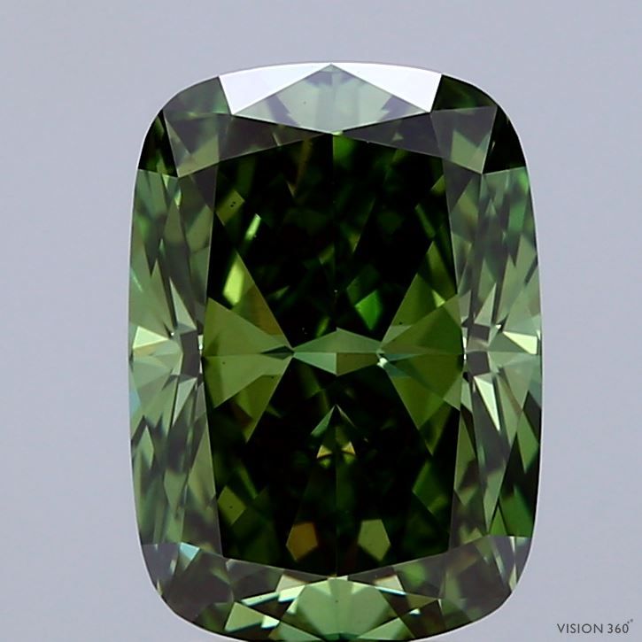 Cushion Fancy Vivid Green Lab-grown Diamond 3.18ct VS1 loose diamond