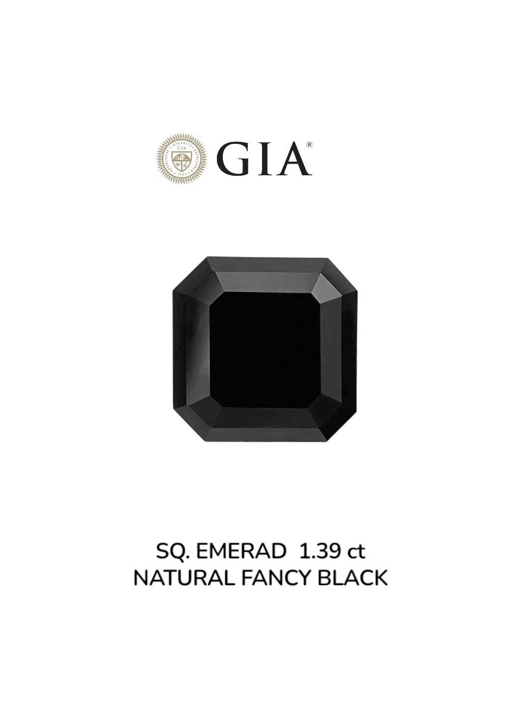 Square Emerald Fancy Black Natural Diamond 1.39ct VVS2 loose diamond