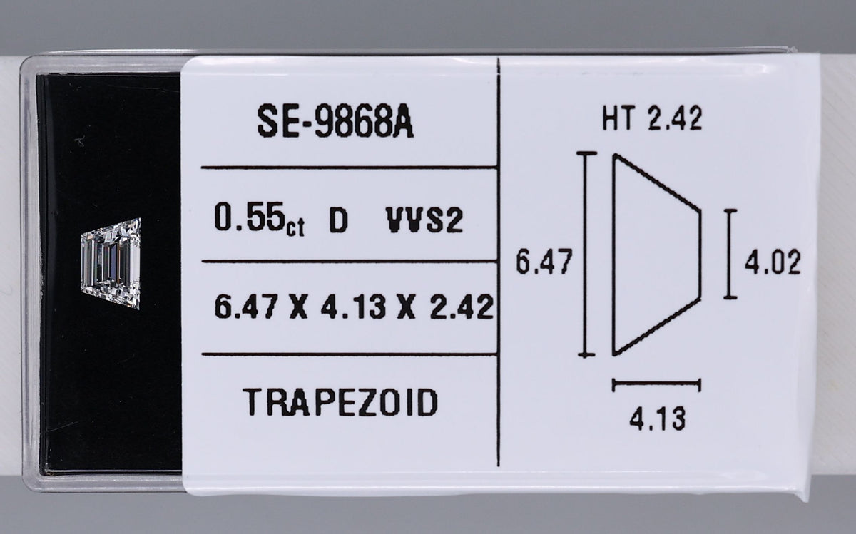 Trapezoid Natural Diamond 0.55ct D VVS2