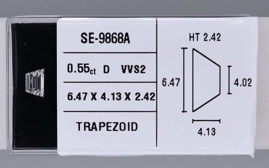 Trapezoid Natural Diamond 0.55ct D VVS2