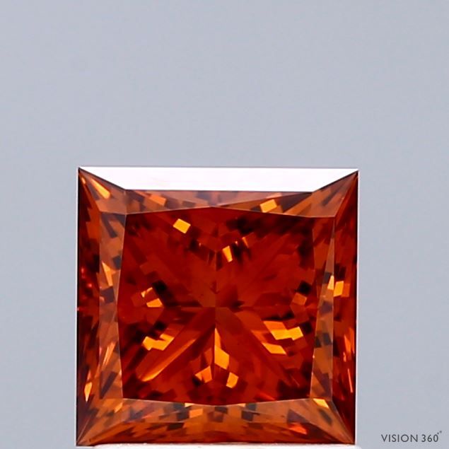 Princess Fancy Vivid Orange Lab-grown Diamond 1.43ct VVS2 loose diamond
