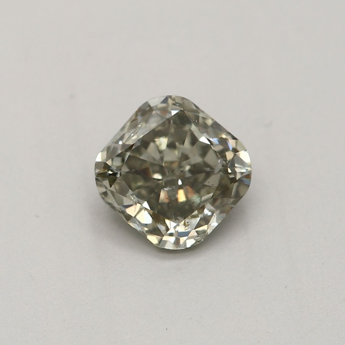 Cushion Fancy Dark Gray Yellowish Green Natural Diamond 0.49ct I1 loose diamond