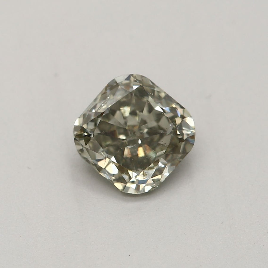 Cushion Fancy Dark Gray Yellowish Green Natural Diamond 0.49ct I1 loose diamond