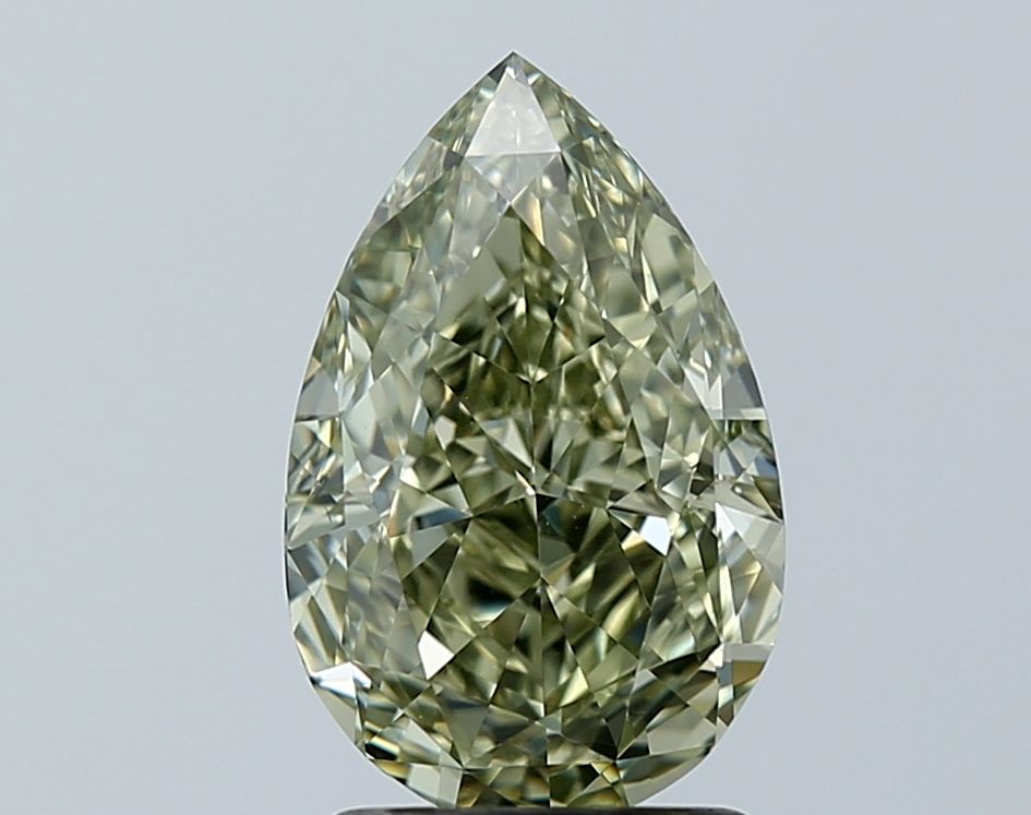 Pear Fancy Grayish Yellowish Green Natural Diamond 2ct VS2 loose diamond