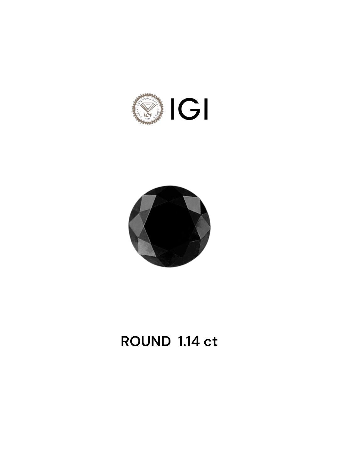 Round Fancy Black Natural Diamond 1.14ct loose diamond