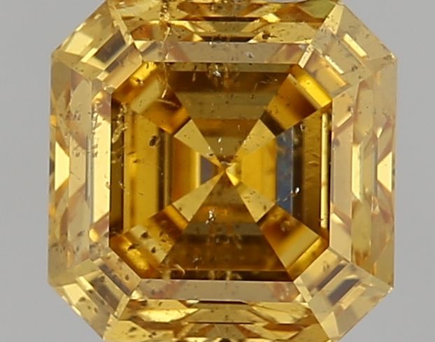 Square Emerald Fancy Intense Orange Yellow Natural Diamond 0.72ct I2 loose diamond