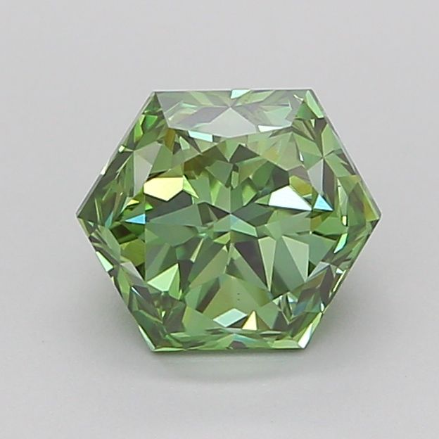 Hexagonal Fancy Vivid Green Lab-grown Diamond 1.5ct VS1 loose diamond