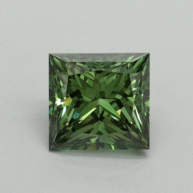 Princess Fancy Vivid Green Lab-grown Diamond 0.95ct VVS2 loose diamond