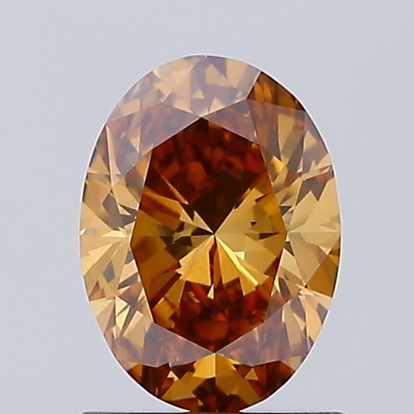 Oval Fancy Orangey Brown Lab-grown Diamond 0.88ct VVS2 loose diamond