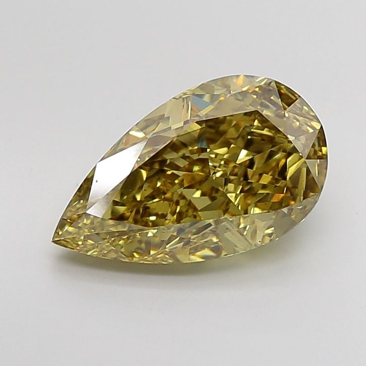 Pear Fancy Intense Yellow Gray Lab-grown Diamond 5.02ct VS1 loose diamond