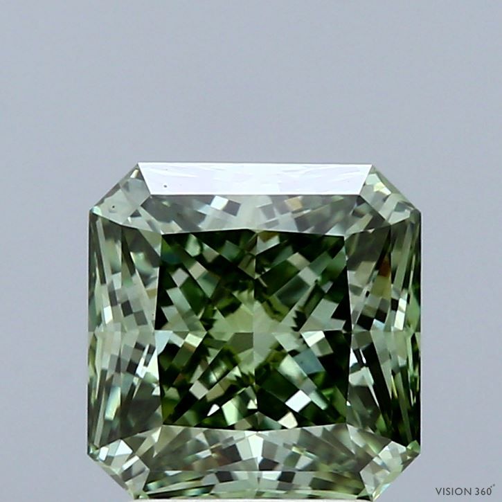 Square Radiant Fancy Vivid Green Lab-grown Diamond 2.39ct VS2 loose diamond