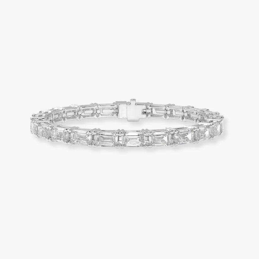 Bezel-Set Emerald-Cut Diamond Tennis Bracelet, 6.50ct total