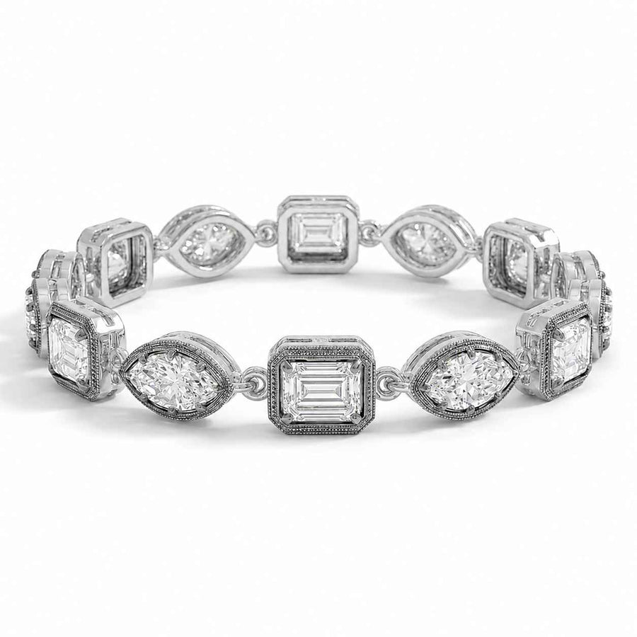 Bezel-Set Mixed-Cut Diamond Tennis Bracelet, 4.50ct total
