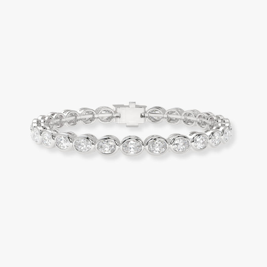 Bezel-Set Oval Diamond Tennis Bracelet, 9.10ct total