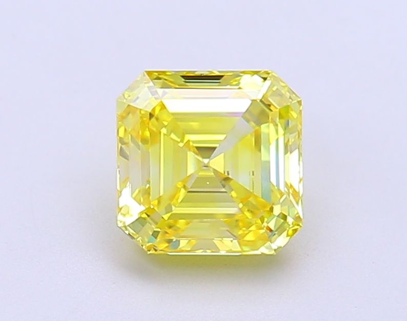 Square Emerald Fancy Vivid Yellow Lab-grown Diamond 1.5ct VS1 loose diamond
