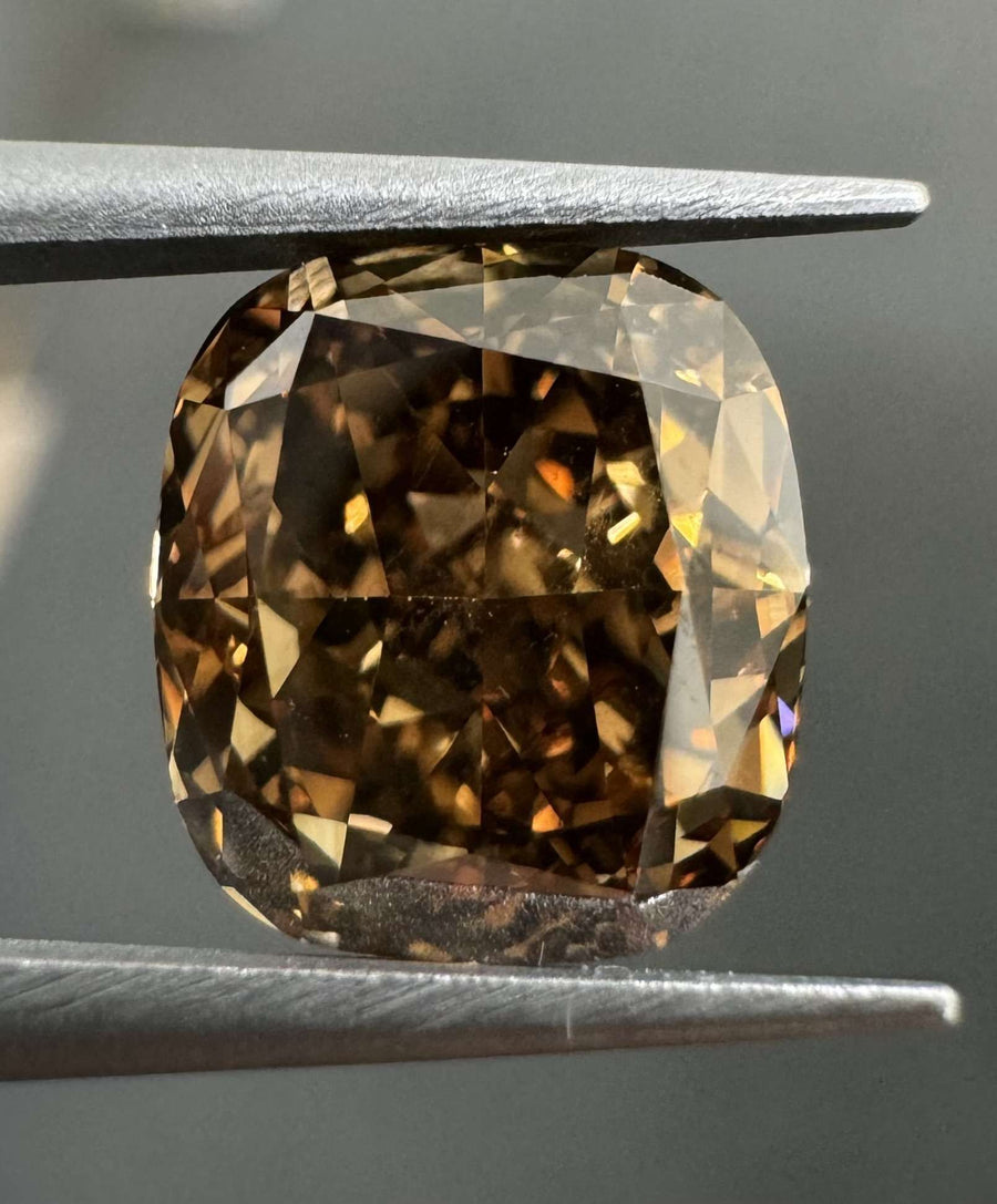 Cushion Fancy Dark Orangy Brown Natural Diamond 3ct VS1 loose diamond