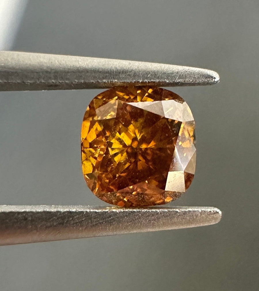 Cushion Fancy Deep Brown Orange Natural Diamond 0.53ct SI2 loose diamond