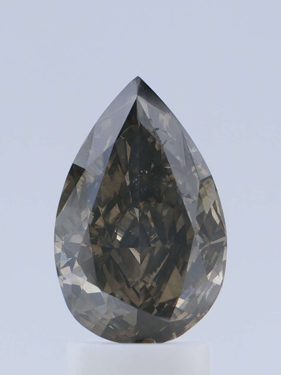 Pear Fancy Dark Greenish Gray Natural Diamond 2.18ct I1 loose diamond