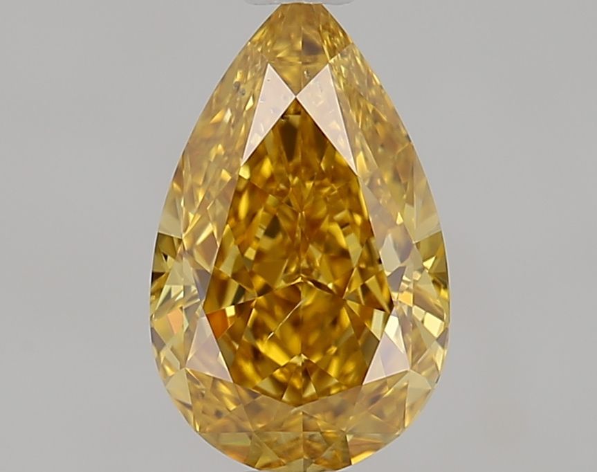 Pear Fancy Deep Orangey Yellow Natural Diamond 0.71ct SI2 loose diamond