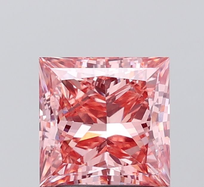 Princess Fancy Vivid Pink Lab-grown Diamond 2.1ct VS1 loose diamond