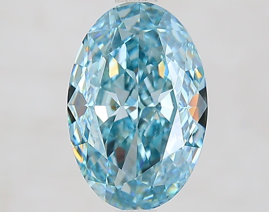 Oval Fancy Vivid Greenish Blue Lab-grown Diamond 2.96ct VS1 loose diamond