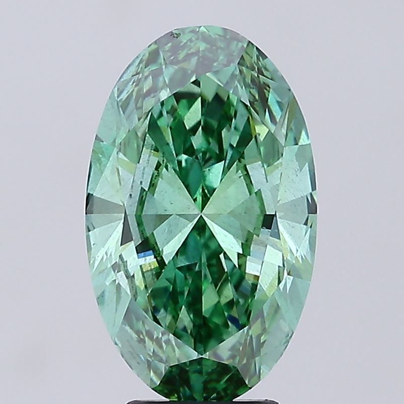 Oval Fancy Vivid Green Lab-grown Diamond 4.5ct VS2 loose diamond
