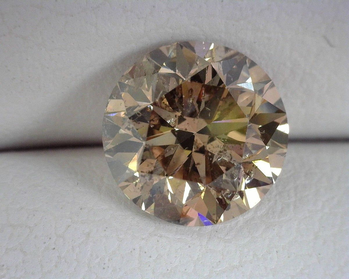 Round Champagne Natural Diamond 1.63ct I1 loose diamond