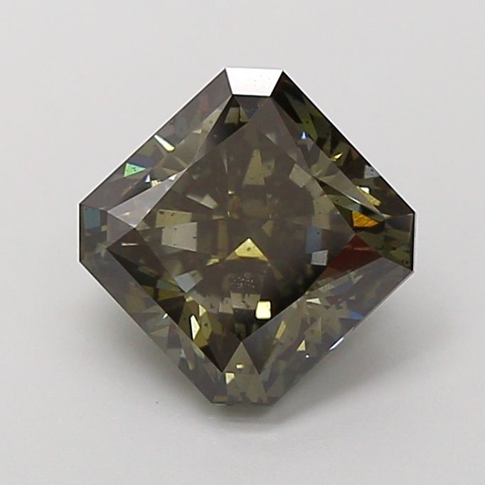 Square Radiant Fancy Deep Gray Green Lab-grown Diamond 3.04ct SI2 loose diamond