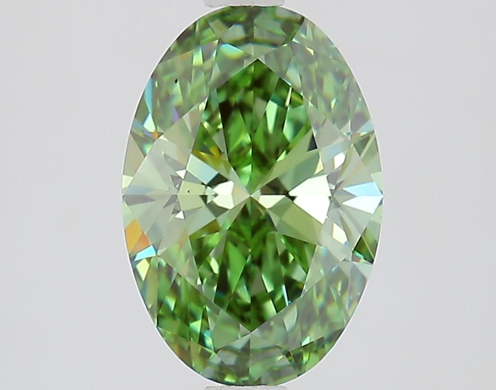 Oval Fancy Vivid Green Lab-grown Diamond 1.8ct VS1 loose diamond