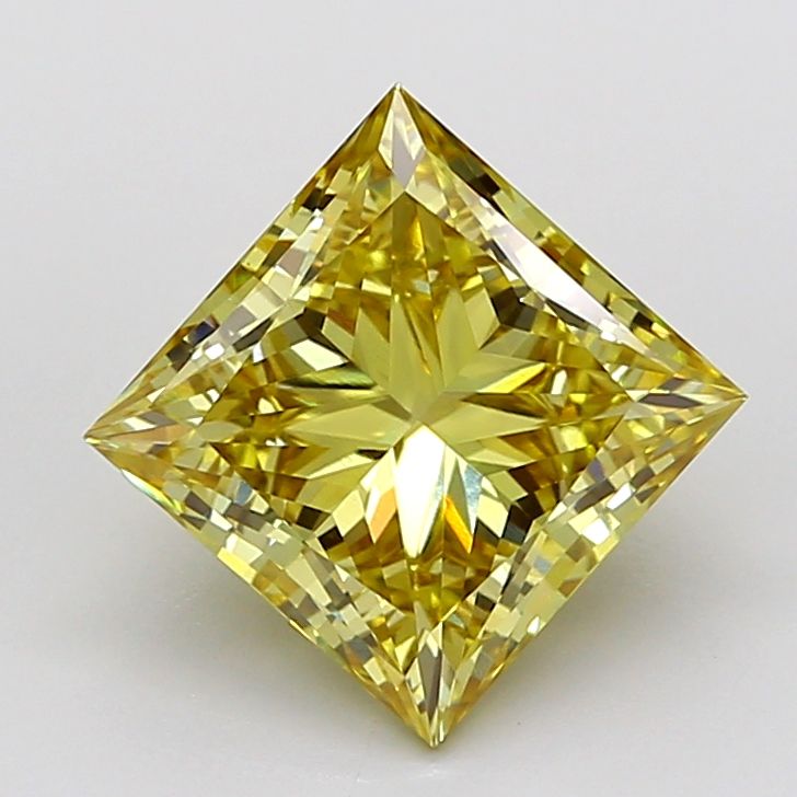 Princess Fancy Intense Yellow Lab-grown Diamond 4.53ct VVS2 loose diamond