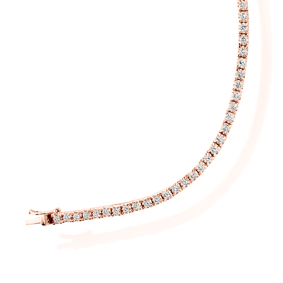 Claw-Set Round Diamond Tennis Bracelet, 2.00ct total in Rose Gold