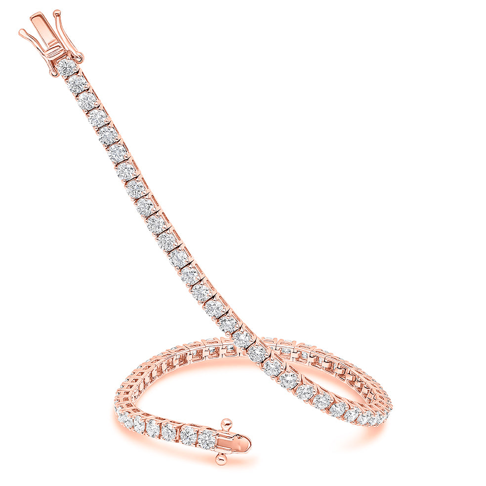 Claw-Set Round Diamond Tennis Bracelet, 5.00ct total in Rose Gold