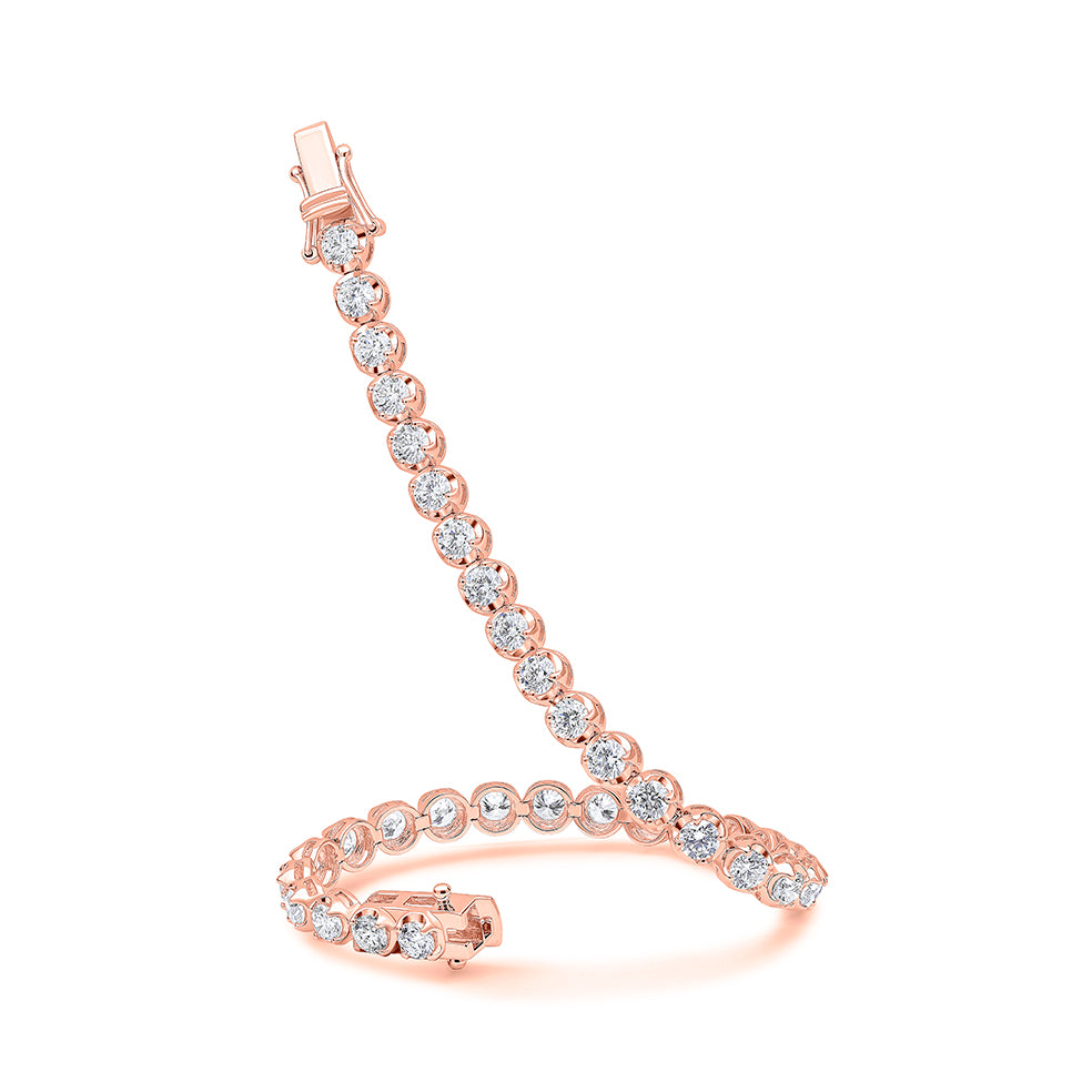 Claw-Set Round Diamond Tennis Bracelet, 7.00ct total in Rose Gold