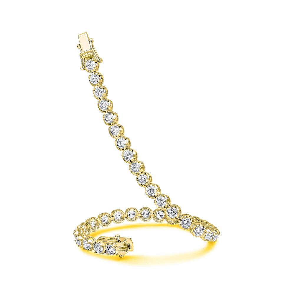 Claw-Set Round Diamond Tennis Bracelet, 7.00ct total in Yellow Gold
