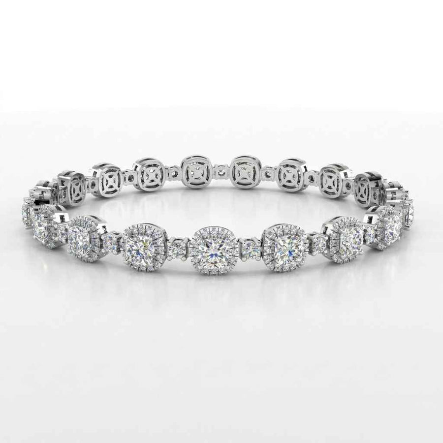 Cushion Diamond Halo Bracelet, 12.00ct total