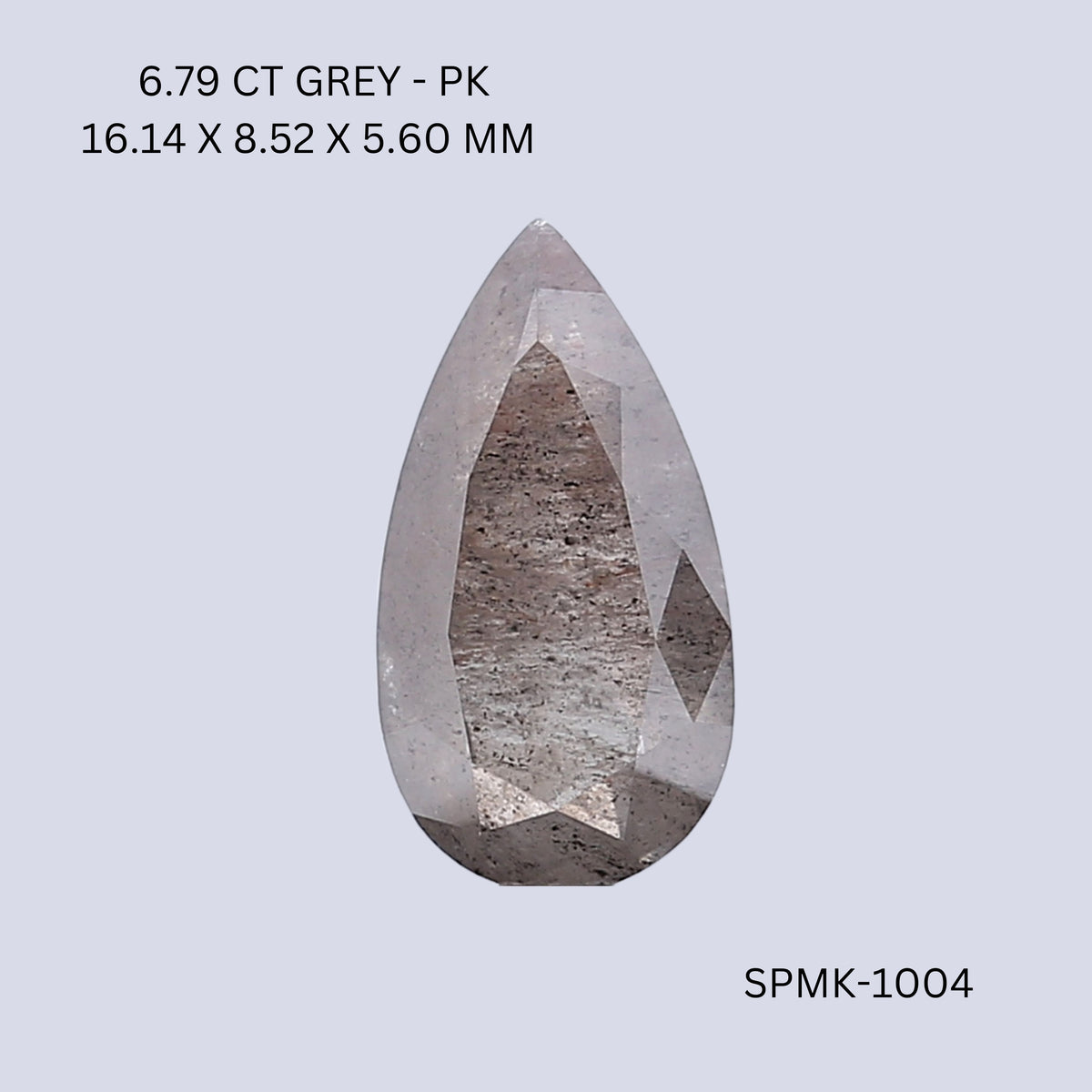Pear Gray Natural Diamond 6.79ct I1 loose diamond