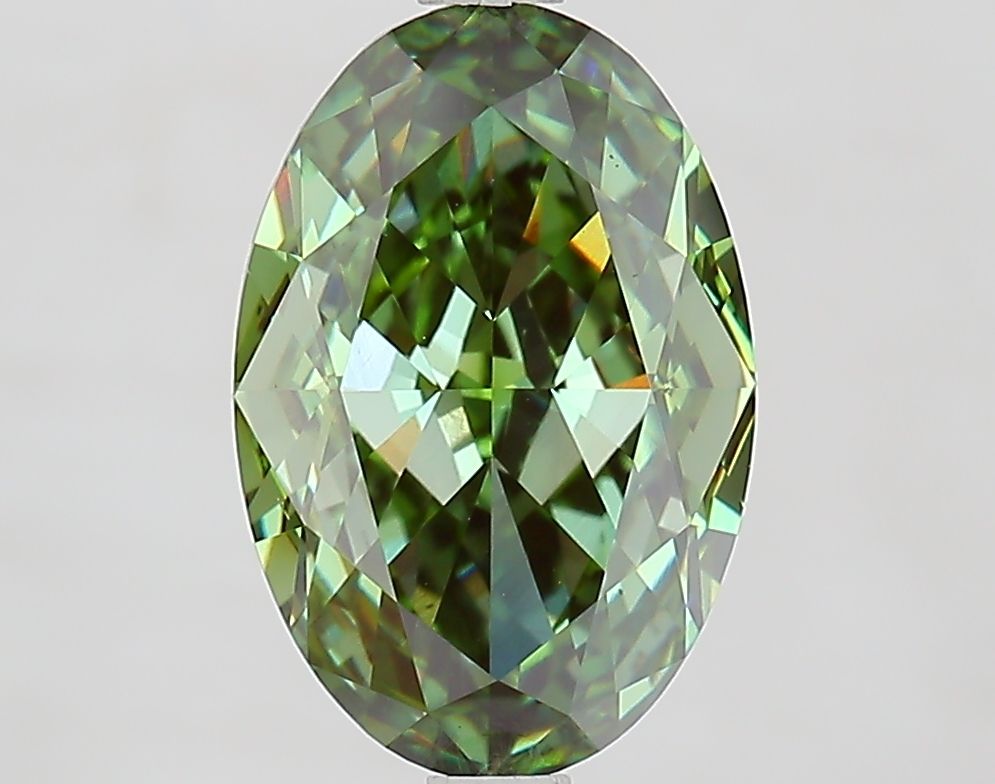 Oval Fancy Vivid Green Lab-grown Diamond 3.52ct VS1 loose diamond