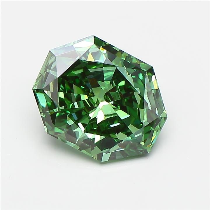Octagonal Fancy Vivid Green Lab-grown Diamond 2.21ct VS1 loose diamond