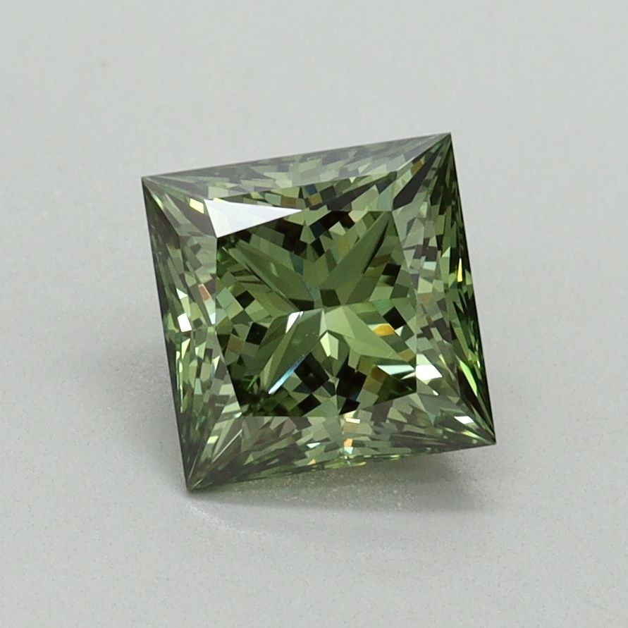 Princess Fancy Vivid Green Lab-grown Diamond 1.21ct VVS2 loose diamond